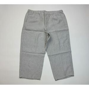 J Jill Linen Cropped‎ Pants Women XL NWOT Pockets Elastic waist Tapered Gray